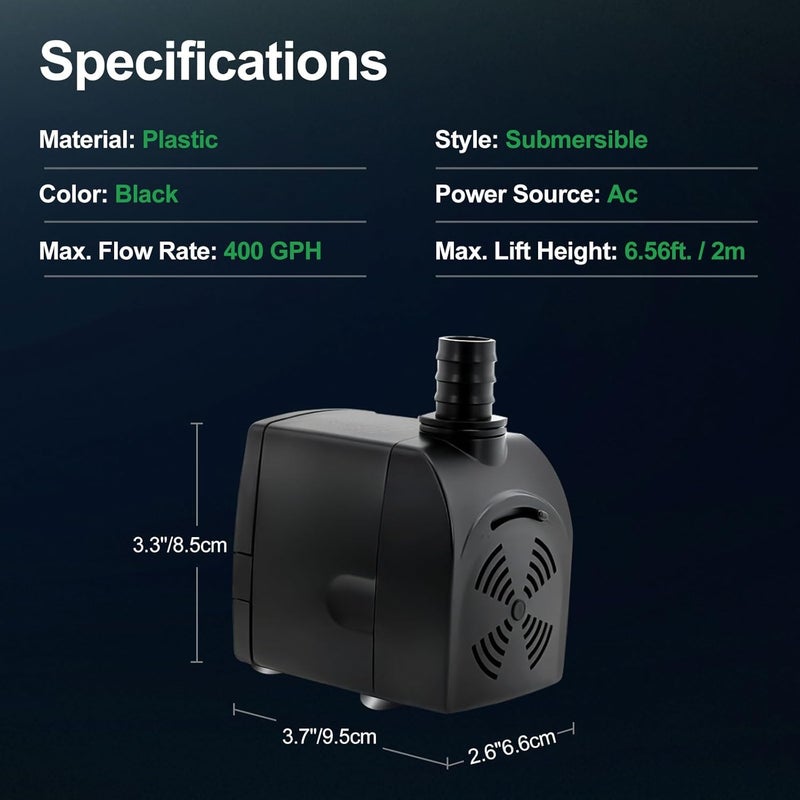 Longrun Replacement Pump 1500L/H 400GPH for 48'' Mirror Waterfall Fountain Indoor Water Fountain - Image 5